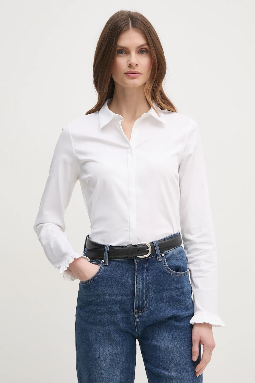 Mos Mosh cămașă femei, culoarea bej, cu guler clasic, regular, 144070 Mos Mosh cămașă femei, culoarea bej, cu guler clasic, regular, 144070