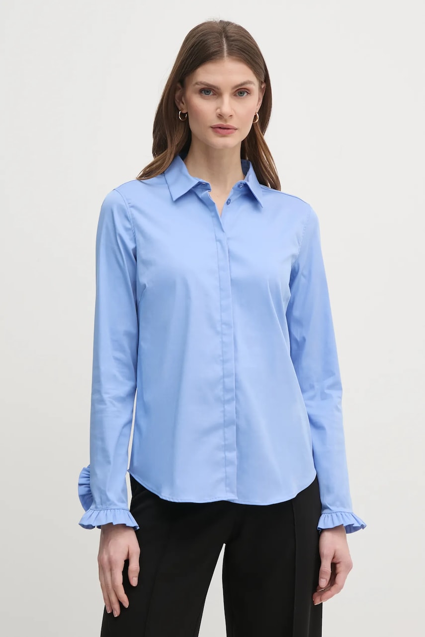 Mos Mosh cămașă femei, culoarea bej, cu guler clasic, regular, 144070 Mos Mosh cămașă femei, culoarea bej, cu guler clasic, regular, 144070