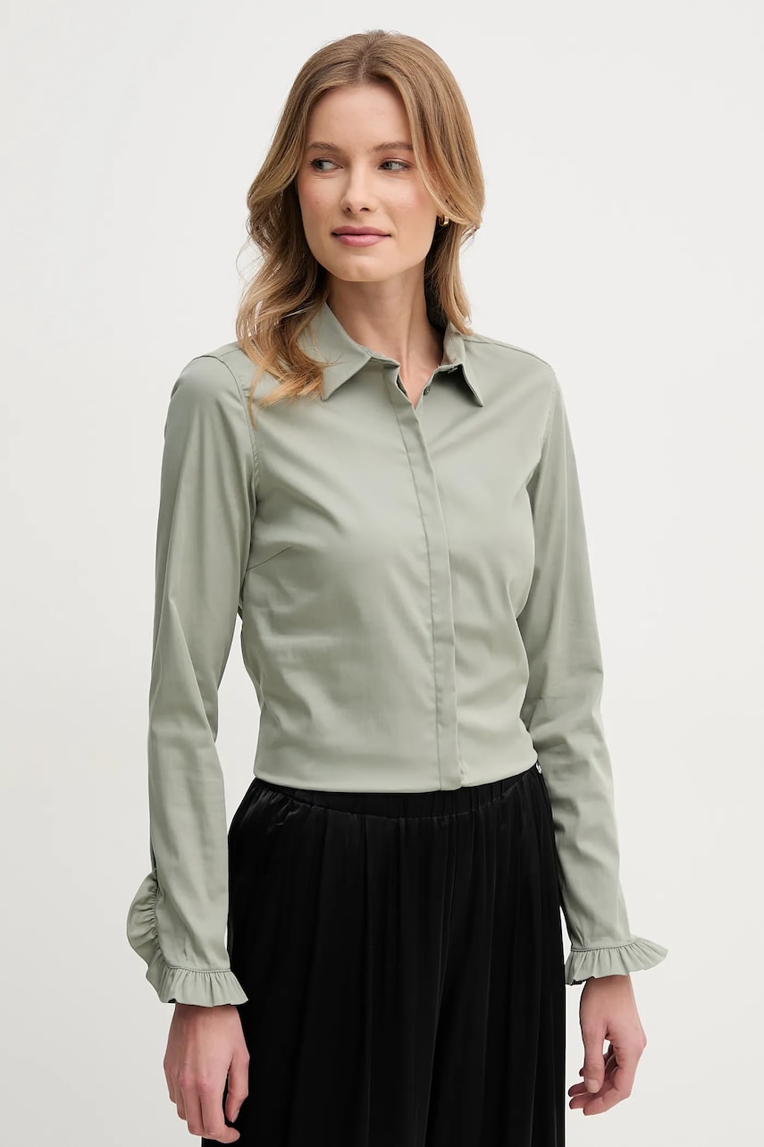 Mos Mosh cămașă femei, culoarea bej, cu guler clasic, regular, 144070 Mos Mosh cămașă femei, culoarea bej, cu guler clasic, regular, 144070