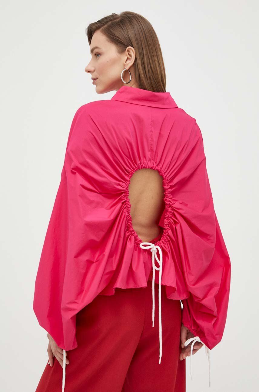 Liviana Conti camasa femei, culoarea roz, cu guler clasic, relaxed answear.ro