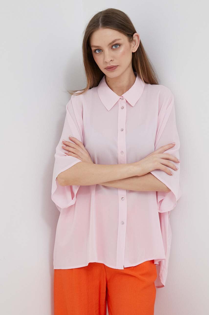 Rich & Royal camasa femei, culoarea roz, cu guler clasic, relaxed answear.ro