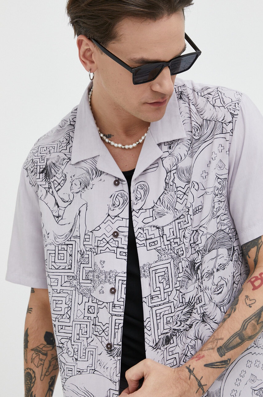 

Риза Volcom x Merlin Murray мъжка в лилаво със стандартна кройка, Виолетов