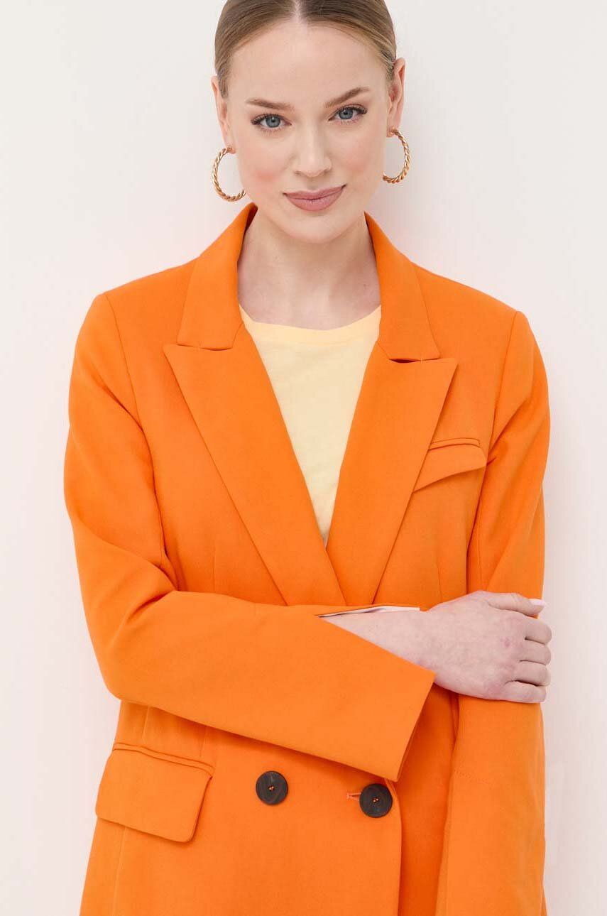 Beatrice B sacou culoarea portocaliu, cu doua randuri de nasturi, neted answear.ro