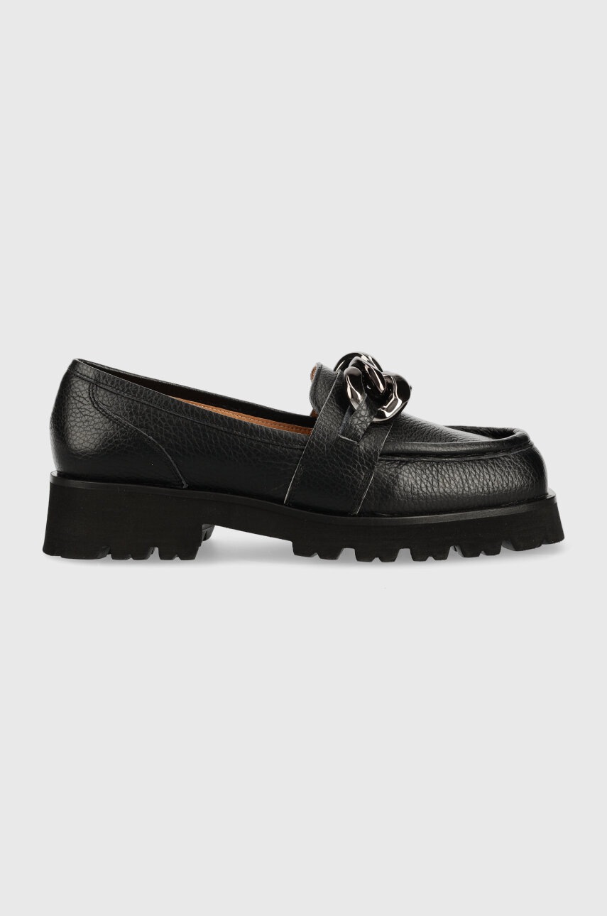 

Кожени мокасини Charles Footwear Bella в черно с платформа Bella.Loafer, Черен