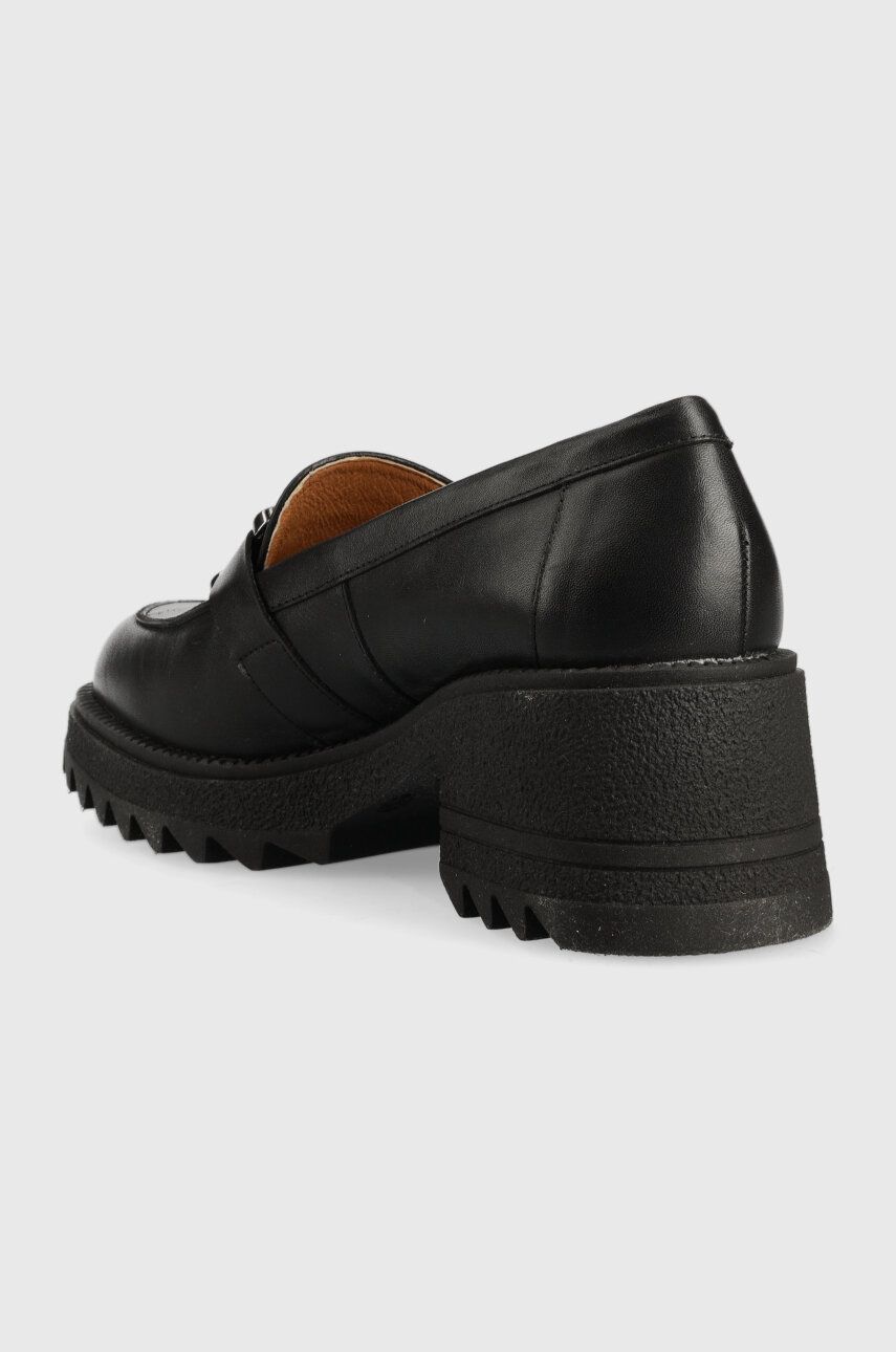 Charles Footwear Pantofi De Piele Kiara Femei, Culoarea Negru, Cu Toc Drept, Kiara.Loafer