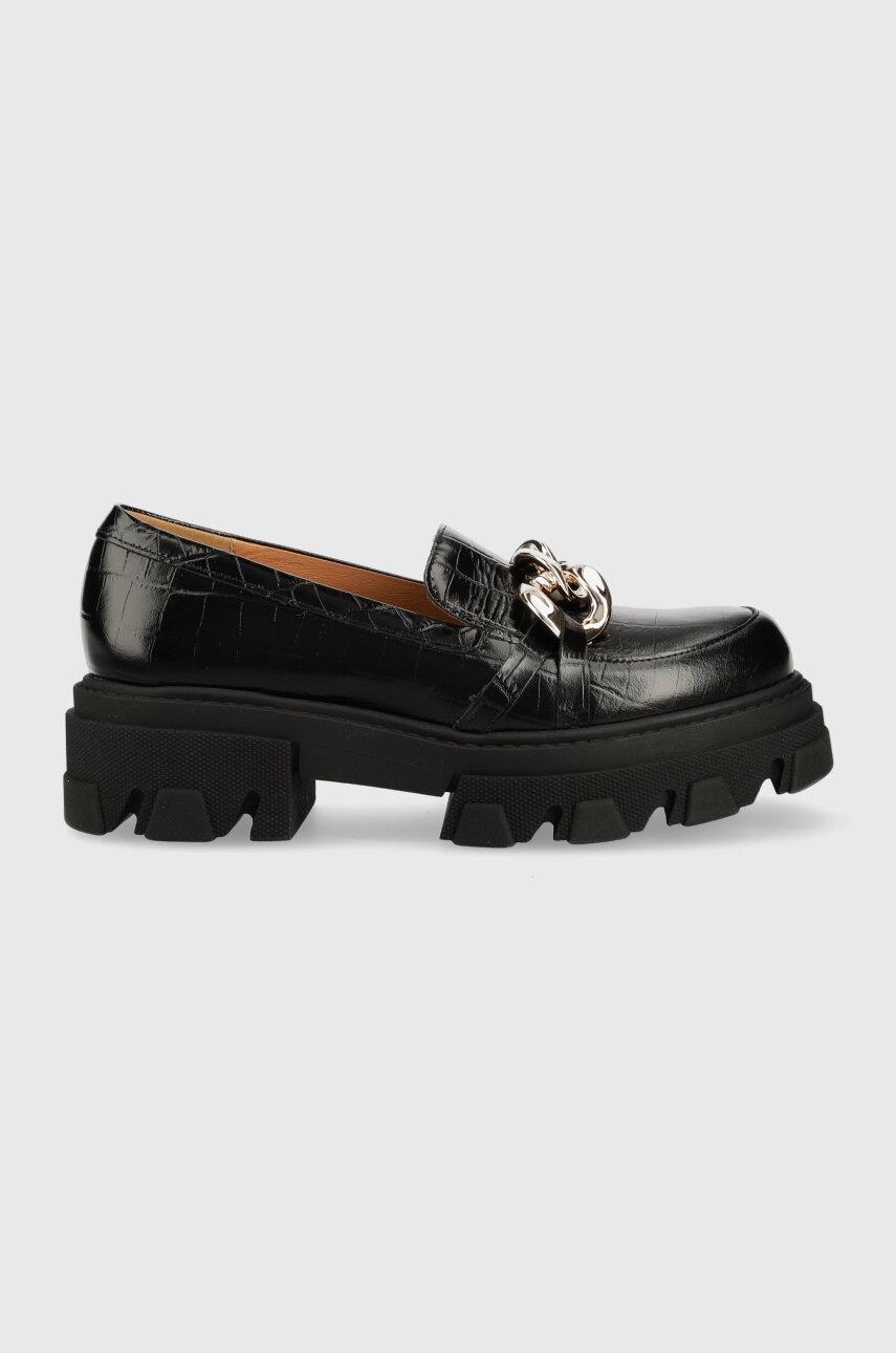 E-shop Kožené mokasíny Charles Footwear Mey dámské, černá barva, na platformě, Mey.Loafer