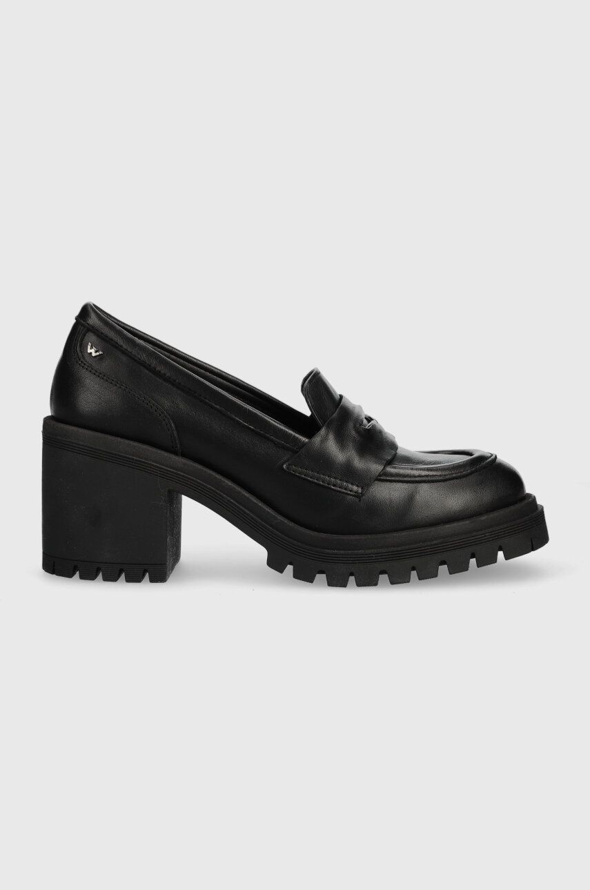 Wojas pantofi de piele culoarea negru, cu toc drept, 4620751