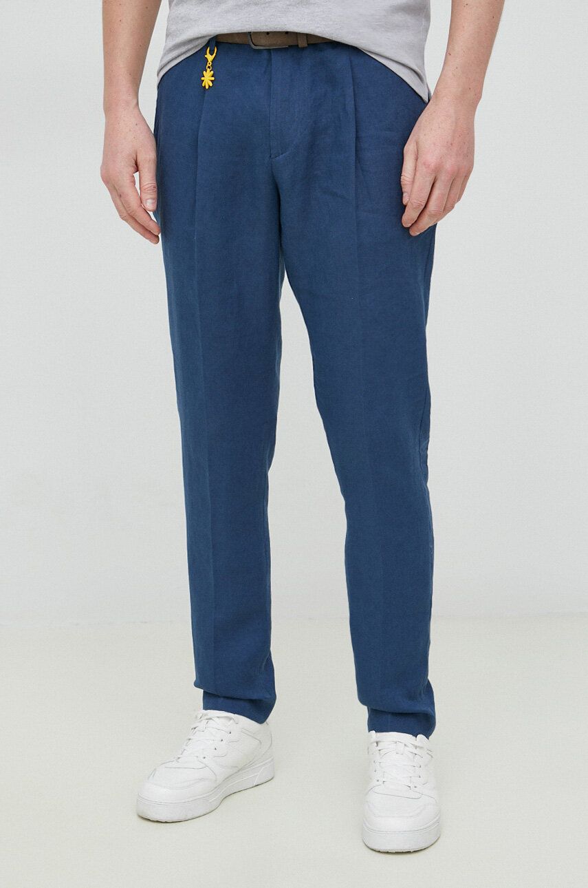 Manuel Ritz pantaloni din in culoarea albastru marin, drept albastru