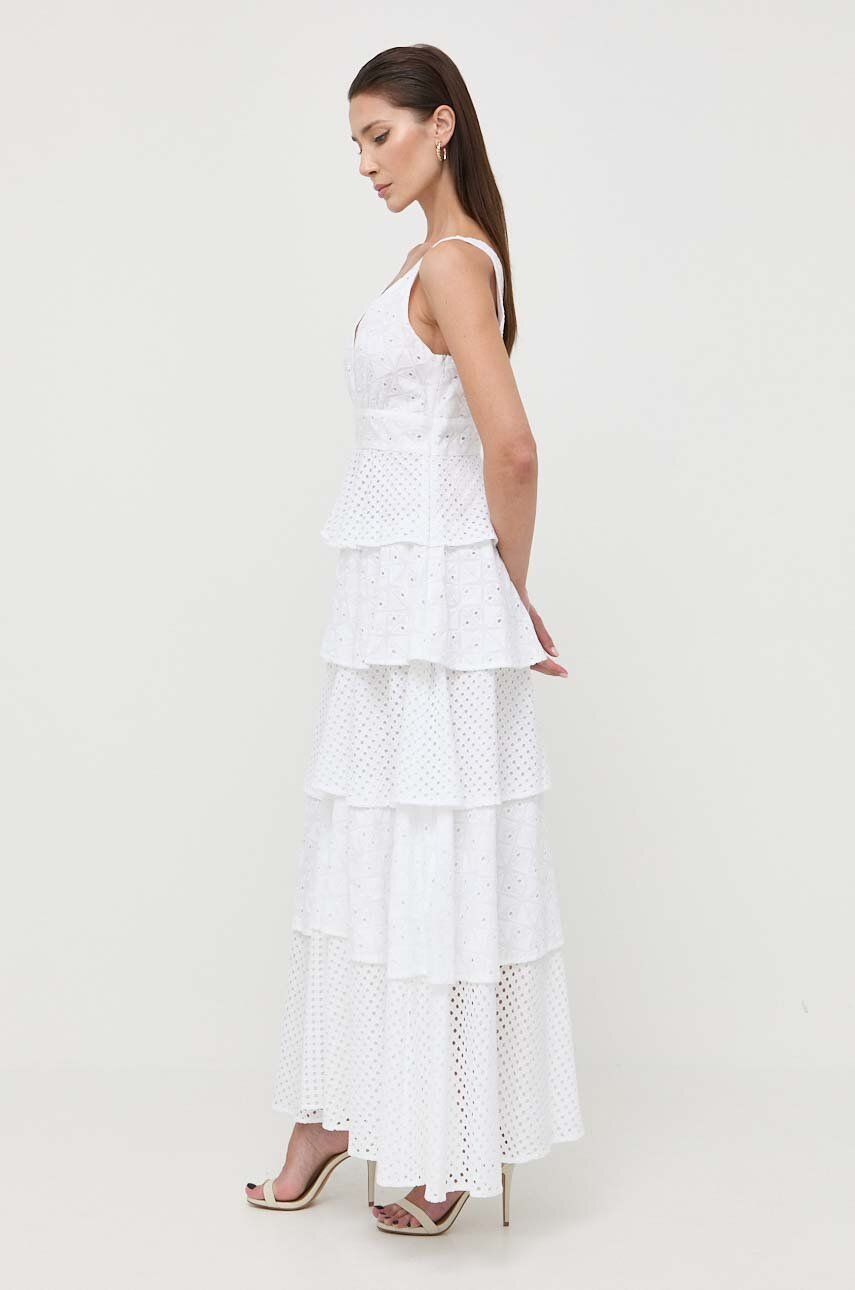Silvian Heach rochie din bumbac culoarea alb, maxi, evazati alb