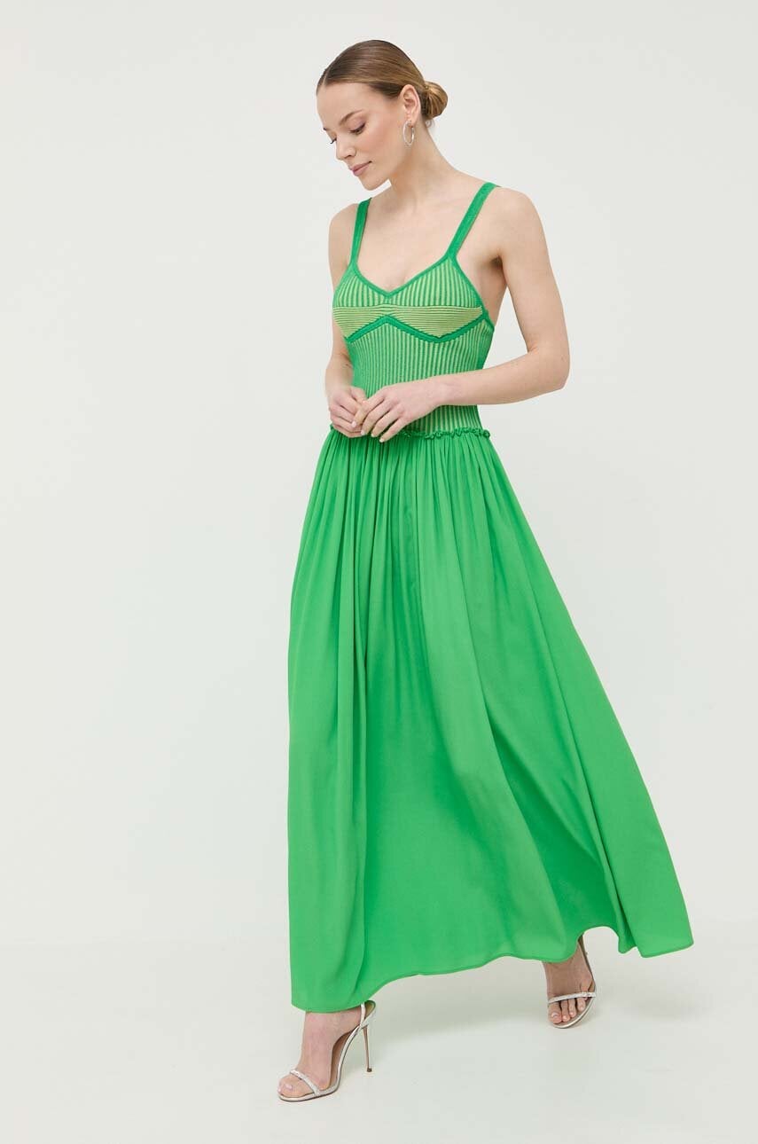 Beatrice B rochie culoarea verde, maxi, evazati