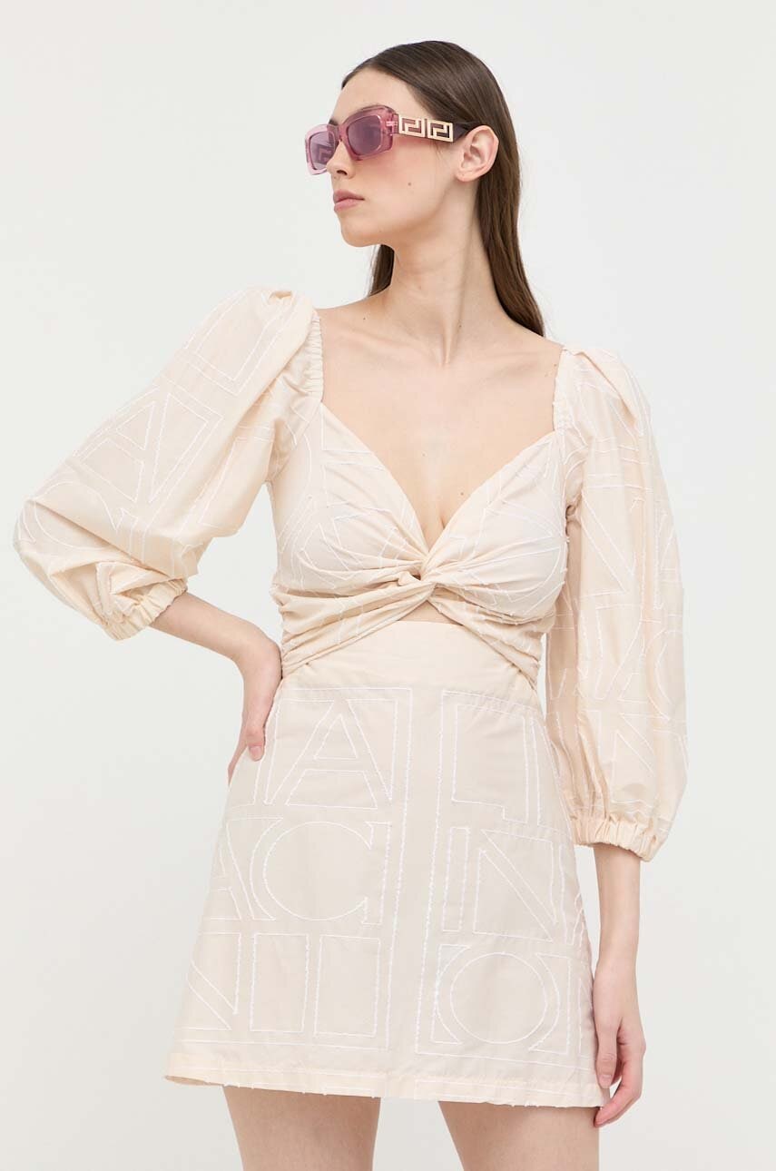 Liviana Conti rochie culoarea bej, mini, evazată