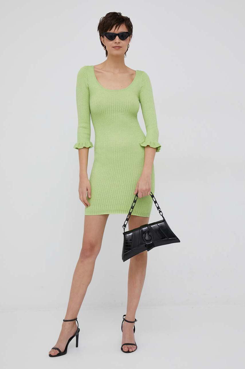 XT Studio rochie culoarea verde, mini, mulata
