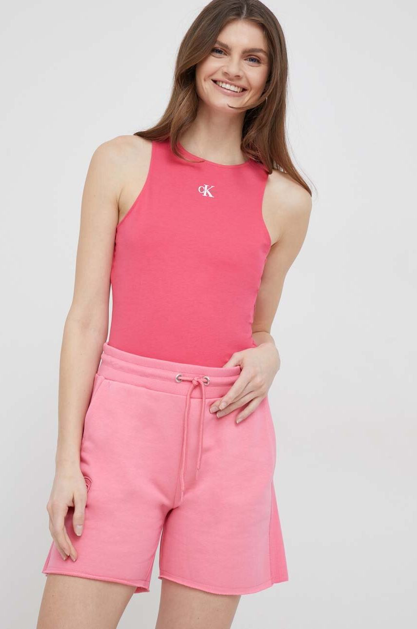 E-shop Kraťasy Blauer dámské, růžová barva, hladké, high waist