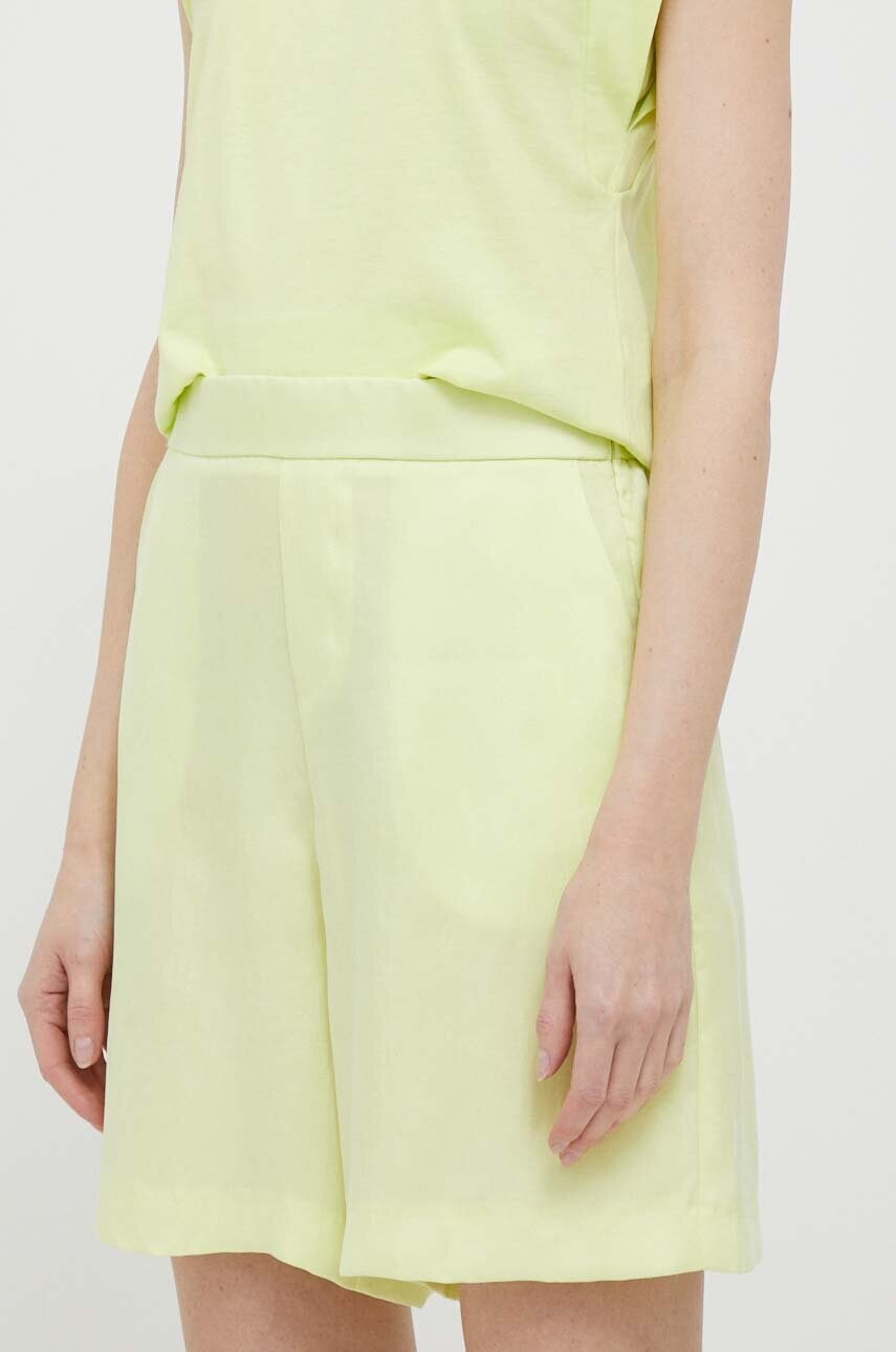 Rich & Royal pantaloni scurti femei, culoarea galben, neted, high waist answear.ro