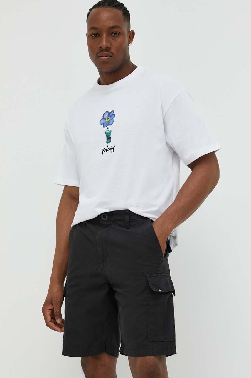 

Памучен къс панталон Volcom в черно, Черен