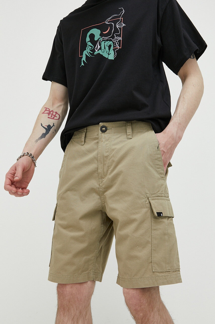 

Памучен къс панталон Volcom в зелено, Зелен