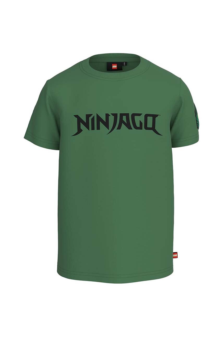 

Детска памучна тениска Lego Ninjago в зелено с принт, Зелен