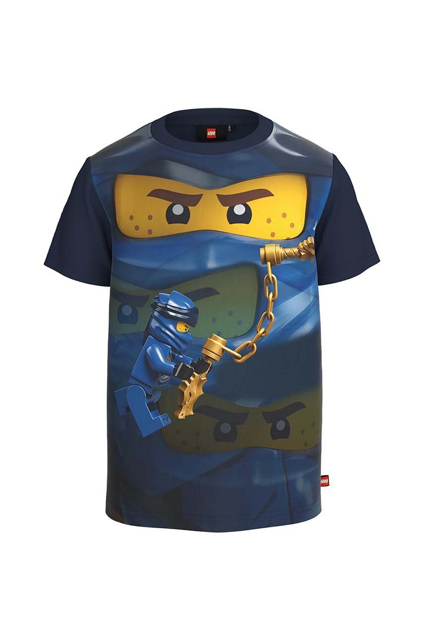 Lego tricou copii Ninjago culoarea albastru marin, modelator