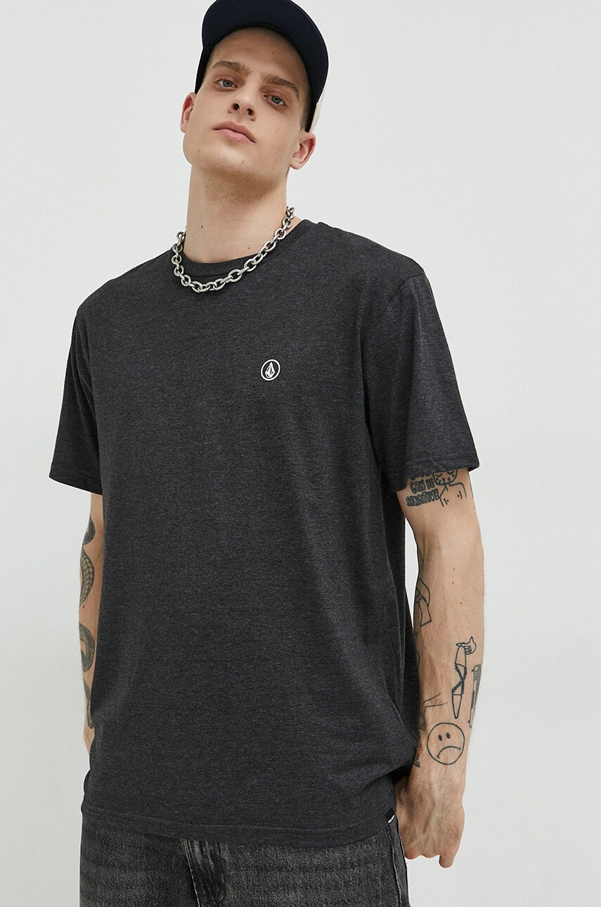 

Футболка Volcom мужской цвет серый меланж
