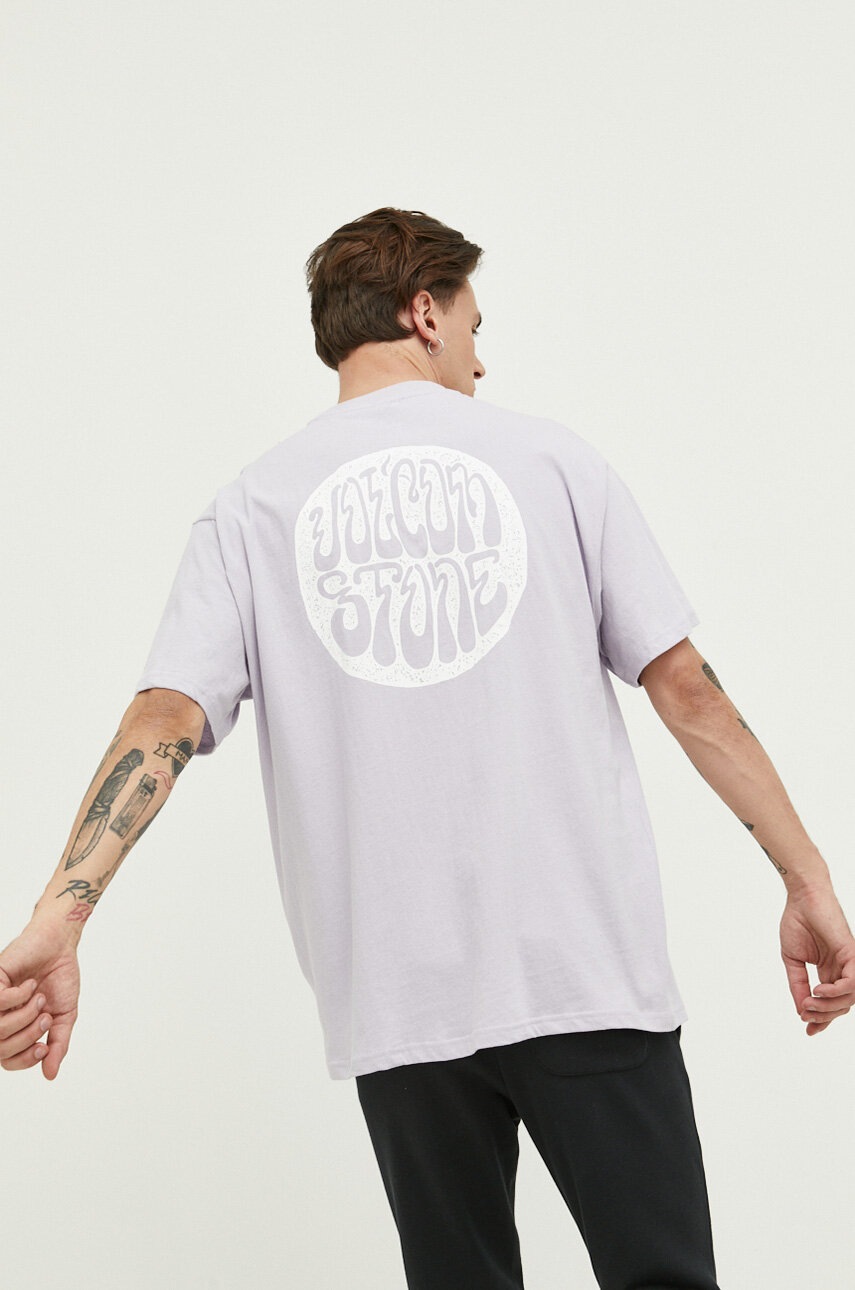 

Памучна тениска Volcom в лилаво с принт, Виолетов