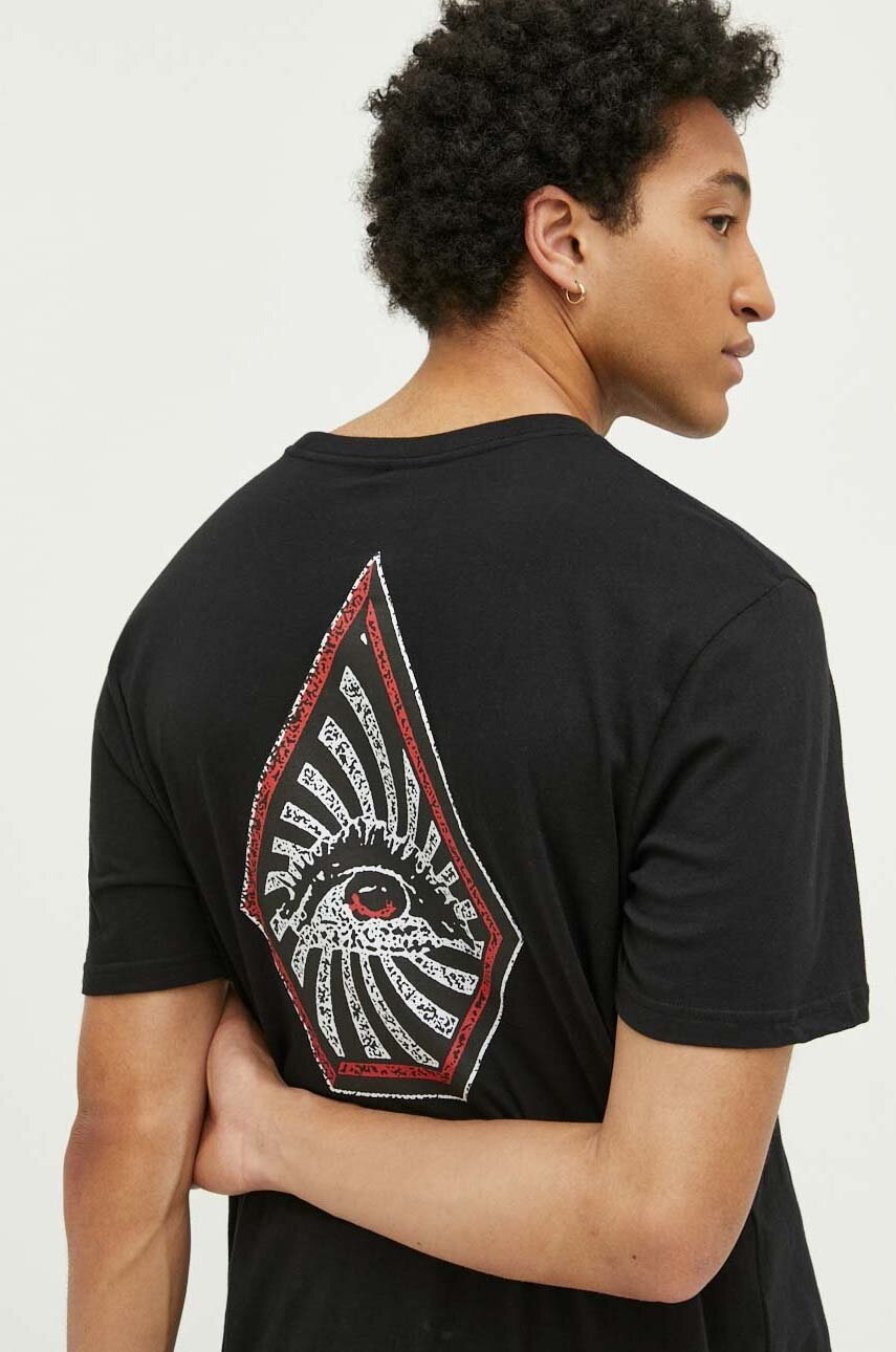 

Бавовняна футболка Volcom колір чорний візерунок