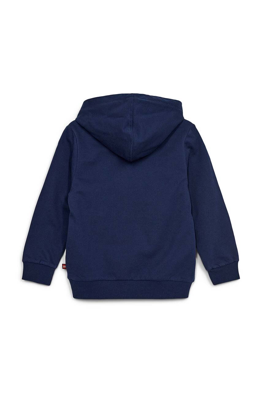 Детская хлопковая кофта Lego цвет синий с капюшоном с принтом Детская хлопковая кофта Lego цвет синий с капюшоном с принтом