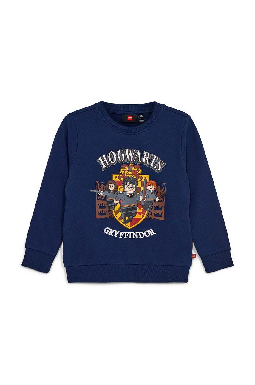 E-shop Dětská bavlněná mikina Lego x LEGO® Harry Potter tmavomodrá barva, s potiskem