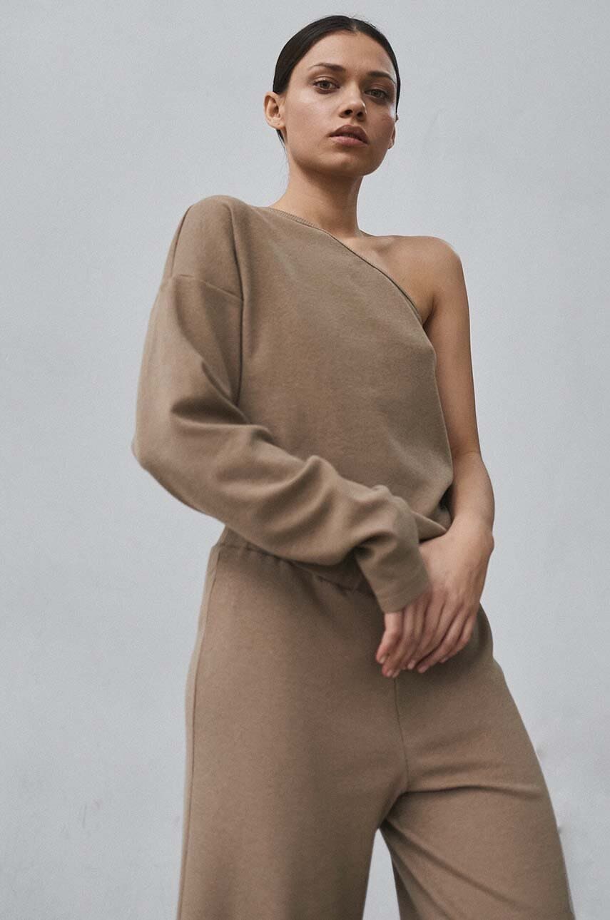 MUUV. longsleeve din amestec de lana MEU LAINE culoarea maro, cold shoulder MUUV. longsleeve din amestec de lana MEU LAINE culoarea maro, cold shoulder