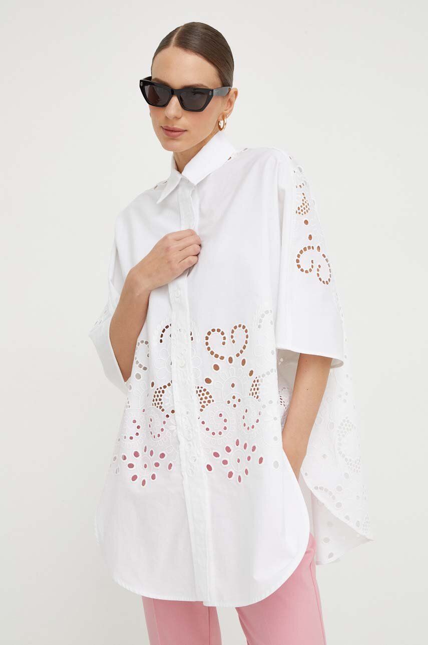 E-shop Košile Liviana Conti dámská, bílá barva, relaxed, s klasickým límcem