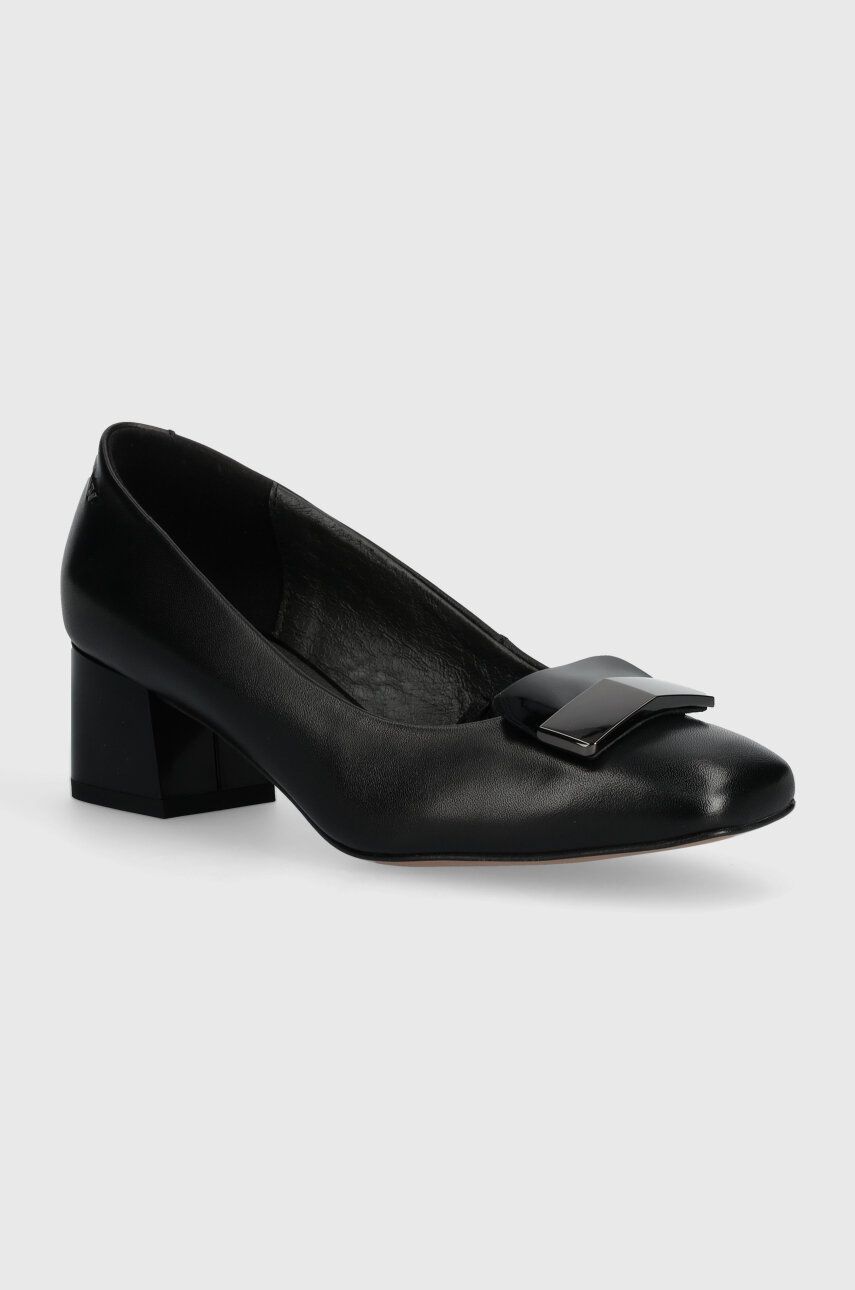 Wojas pantofi de piele culoarea negru, cu toc drept, 3509751