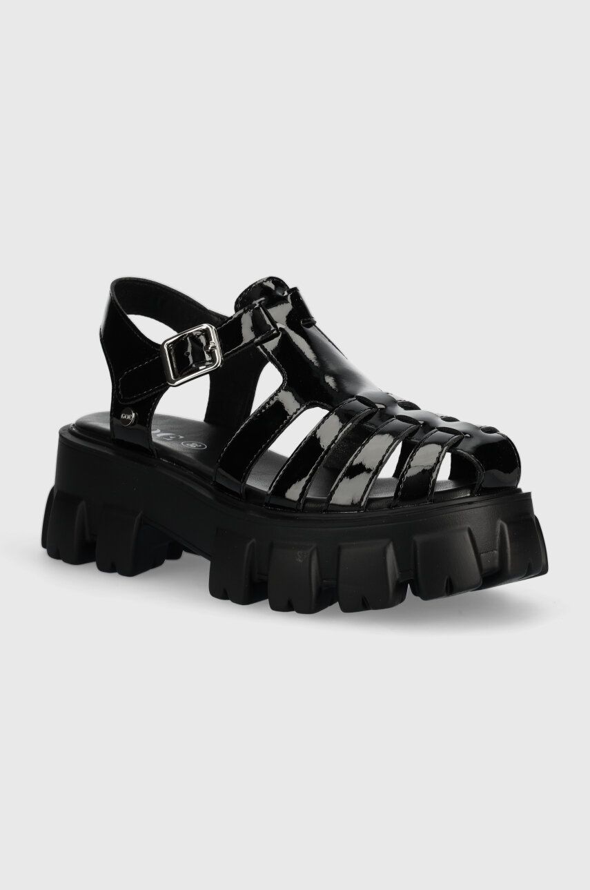 GOE sandale de piele femei, culoarea negru, cu platforma, NN2N4100