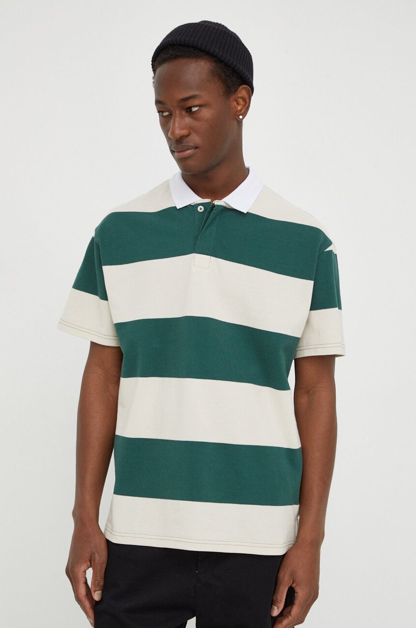 E-shop Bavlněné polo tričko Solid zelená barva