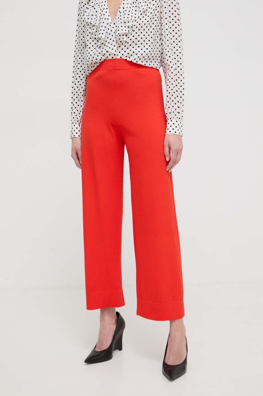 Liviana Conti pantaloni femei, culoarea portocaliu, lat, high waist F4SA92