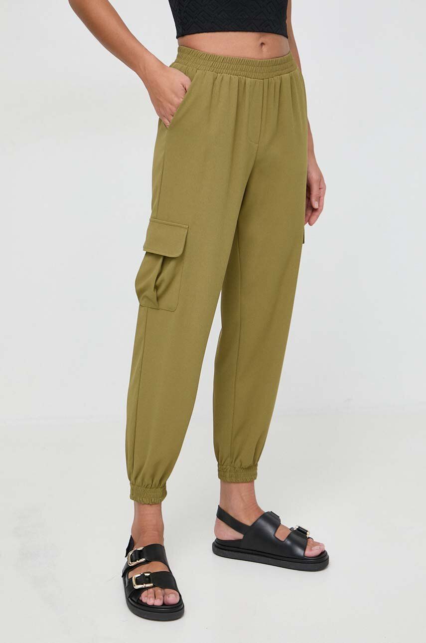 Silvian Heach pantaloni femei, culoarea verde, fason cargo, high waist