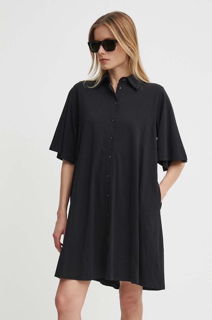 Bomboogie rochie din bumbac culoarea negru, mini, oversize, AW8488TJOR4