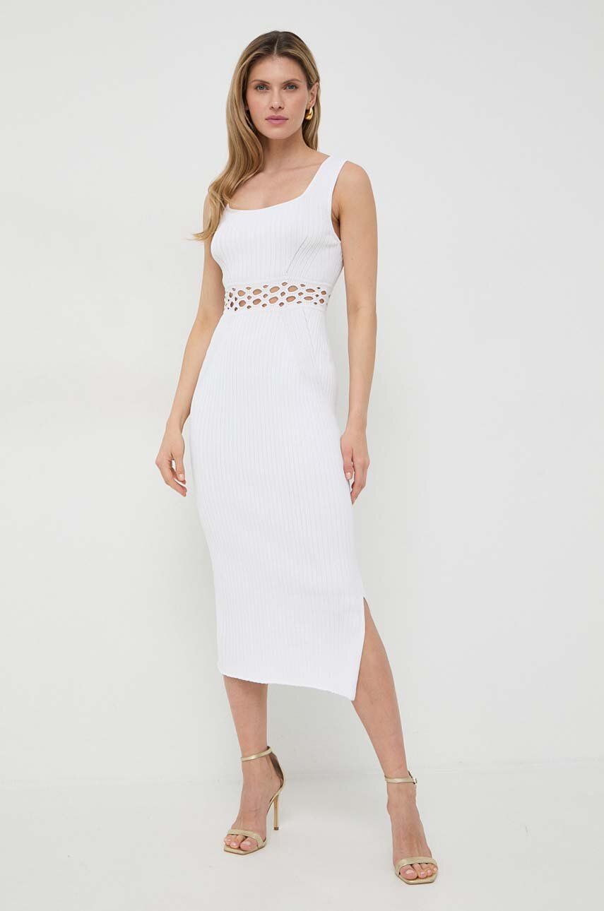 Liviana Conti rochie culoarea alb, midi, mulată F4SA19