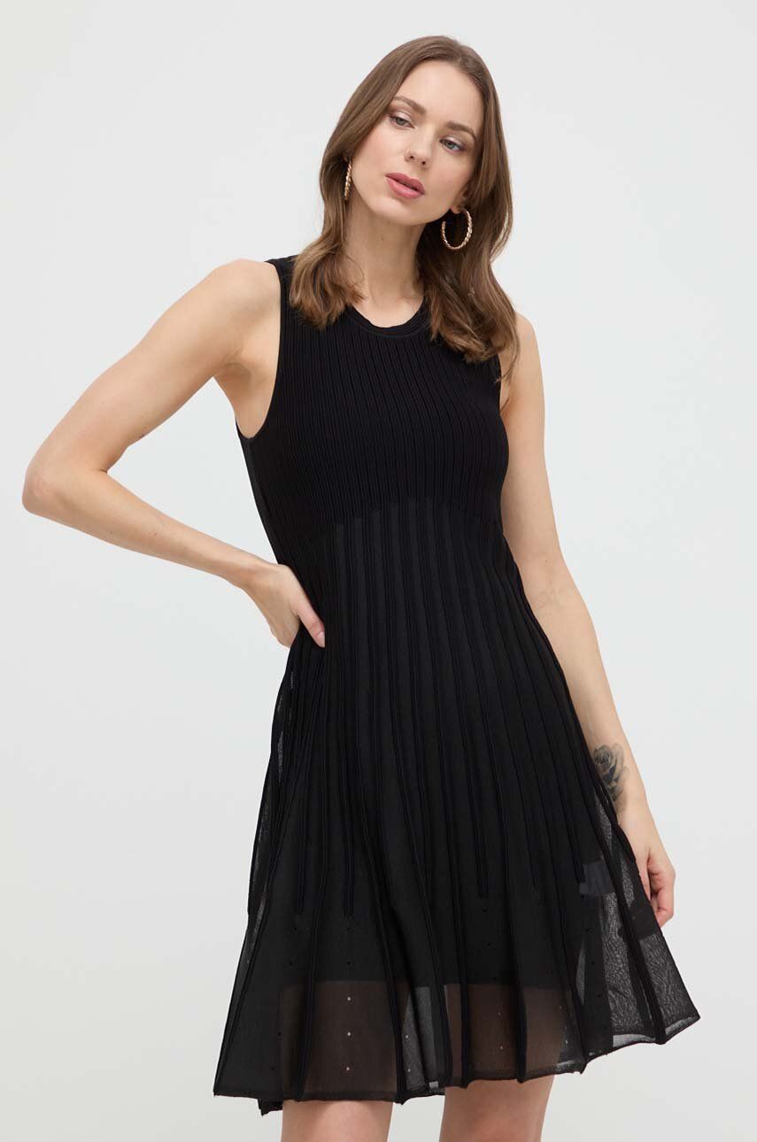 Silvian Heach rochie culoarea negru, midi, evazati