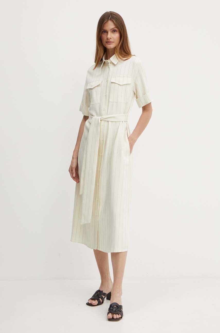 Seidensticker rochie culoarea bej, midi, dreaptă, 60.135932