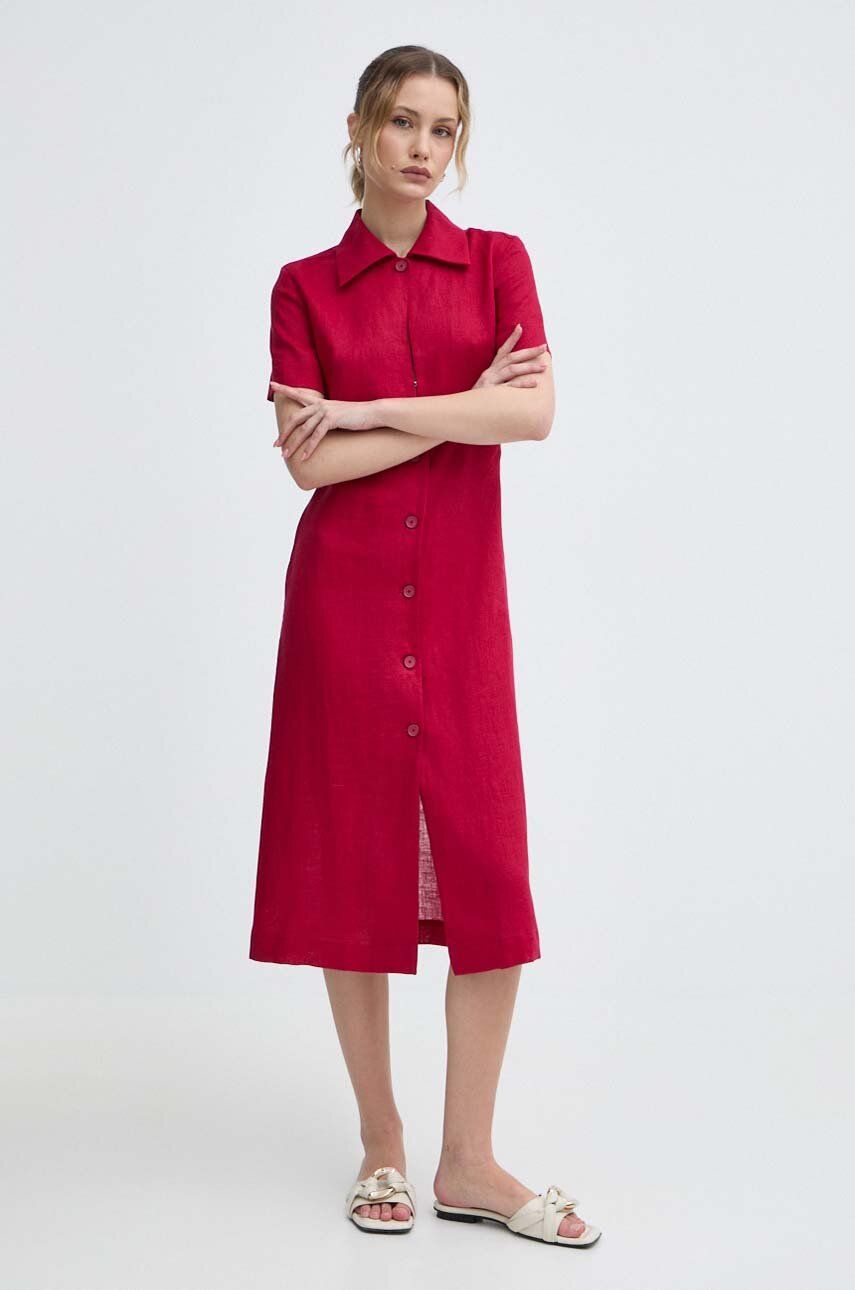 Liviana Conti rochie din in culoarea roz, mini, evazați, L4SL25