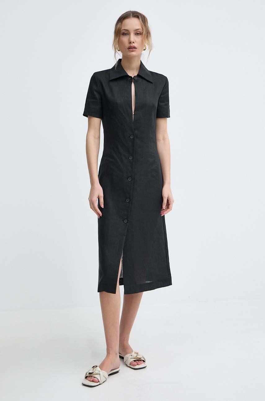 Liviana Conti rochie din in culoarea negru, mini, evazați, L4SL25