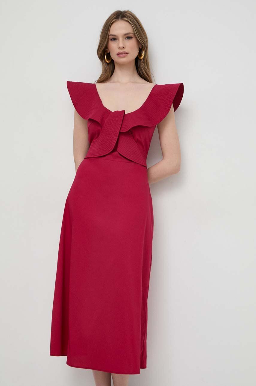 Liviana Conti rochie culoarea roz, midi, evazați L4SK41
