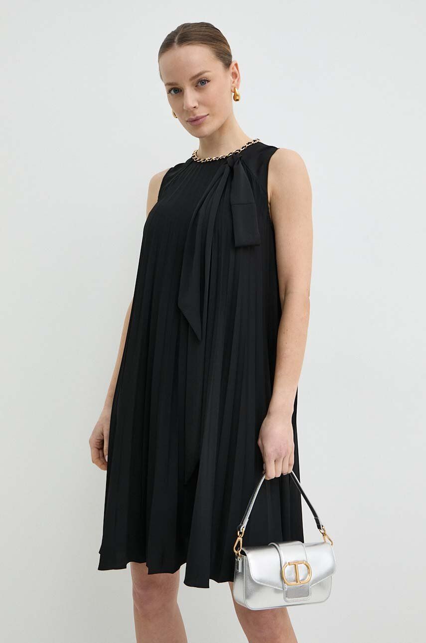 Nissa rochie culoarea negru, mini, evazați, RC14842