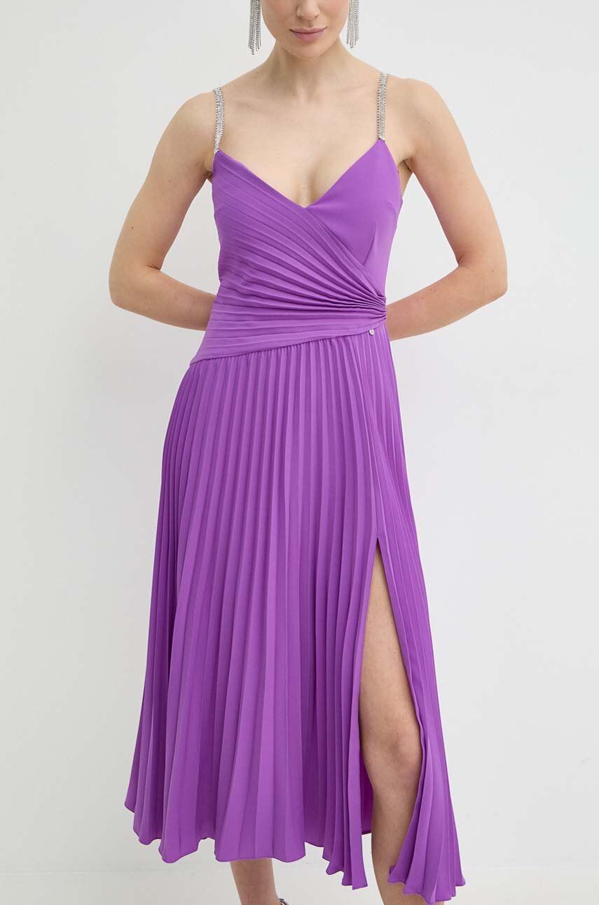Nissa rochie culoarea violet, midi, evazați, RS14816