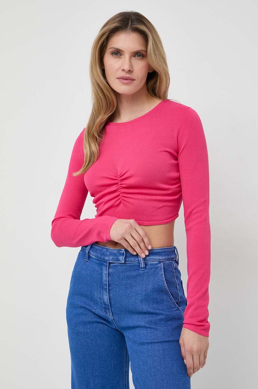 Levně Tričko s dlouhým rukávem Liviana Conti růžová barva, F4SA05