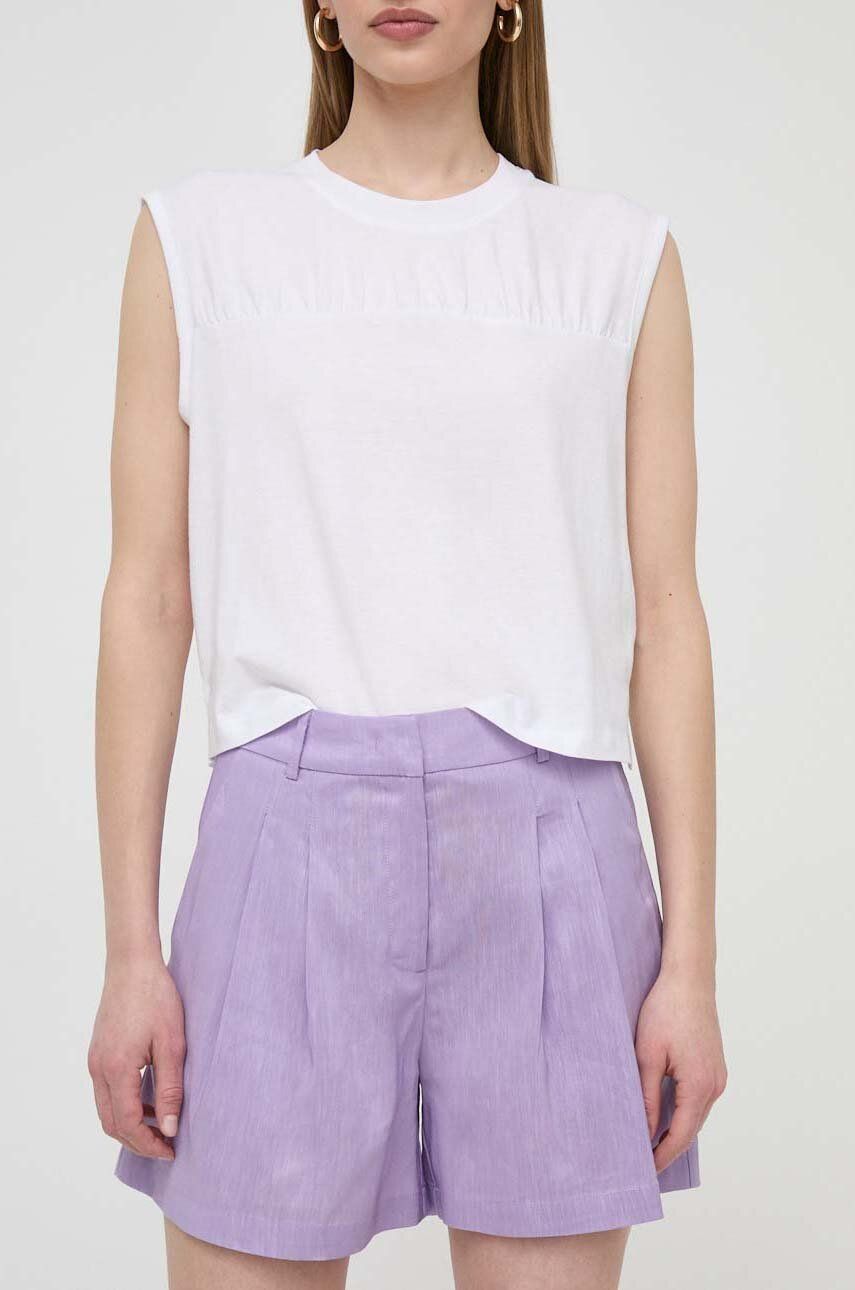 Silvian Heach pantaloni scurti din in culoarea violet, neted, high waist