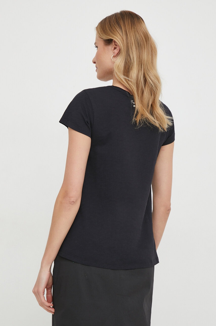 Βαμβακερό μπλουζάκι Mos Mosh γυναικεία, χρώμα: μαύρο φωτογραφία