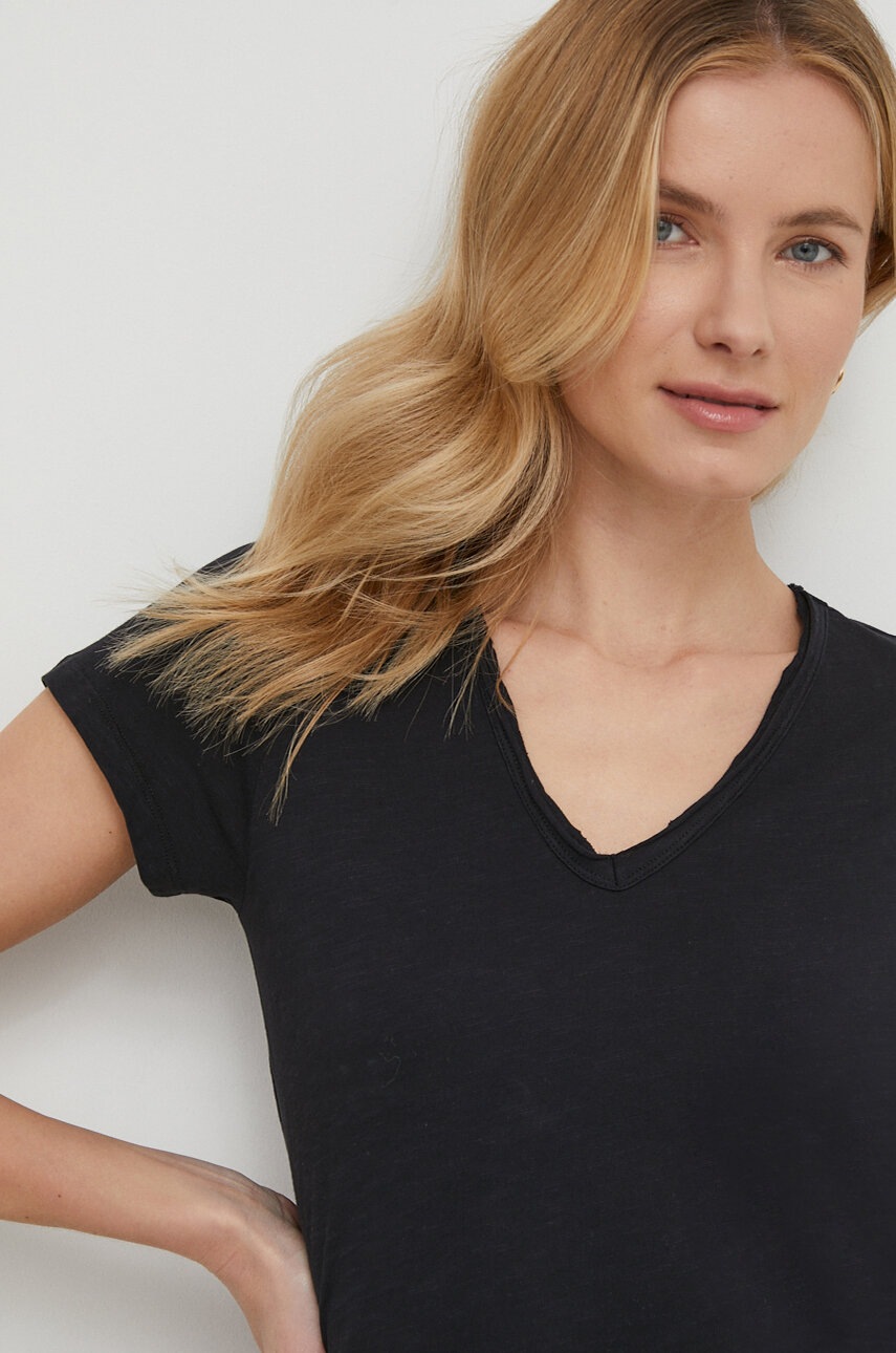 Βαμβακερό μπλουζάκι Mos Mosh γυναικεία, χρώμα: μαύρο φωτογραφία