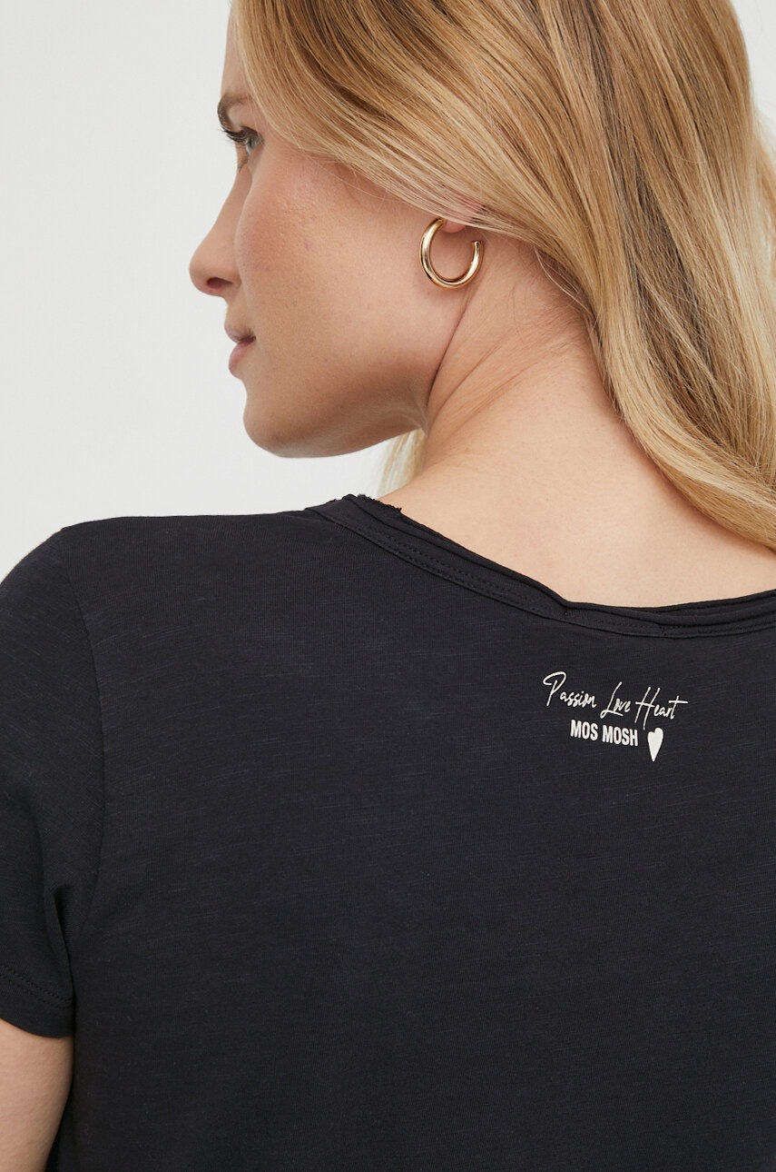 Βαμβακερό μπλουζάκι Mos Mosh γυναικεία, χρώμα: μαύρο φωτογραφία