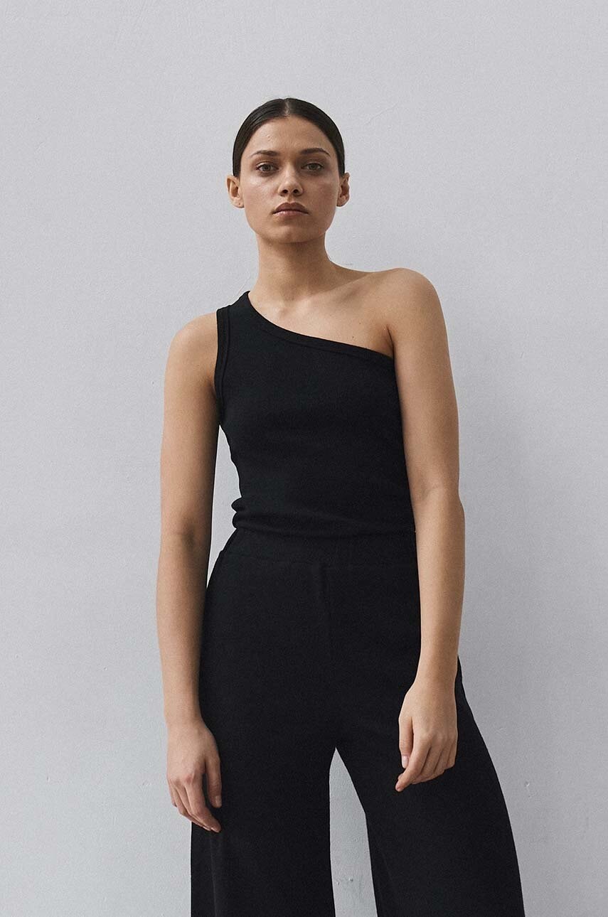 MUUV. tricou din amestec de lana SUIS culoarea negru, cold shoulder