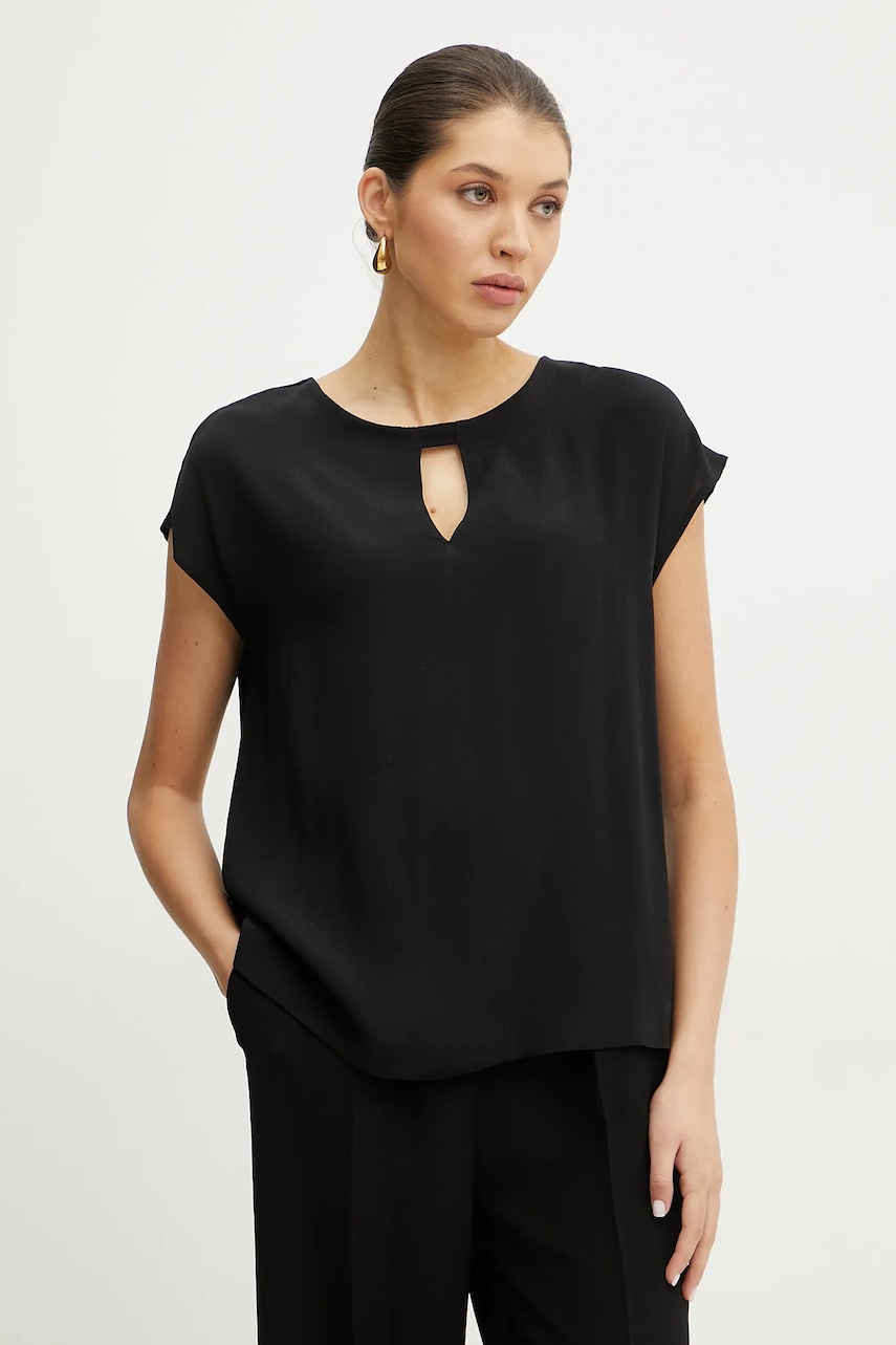 Silvian Heach bluza ZIMAN femei, culoarea negru, neted, GPP25428BL Silvian Heach bluza ZIMAN femei, culoarea negru, neted, GPP25428BL